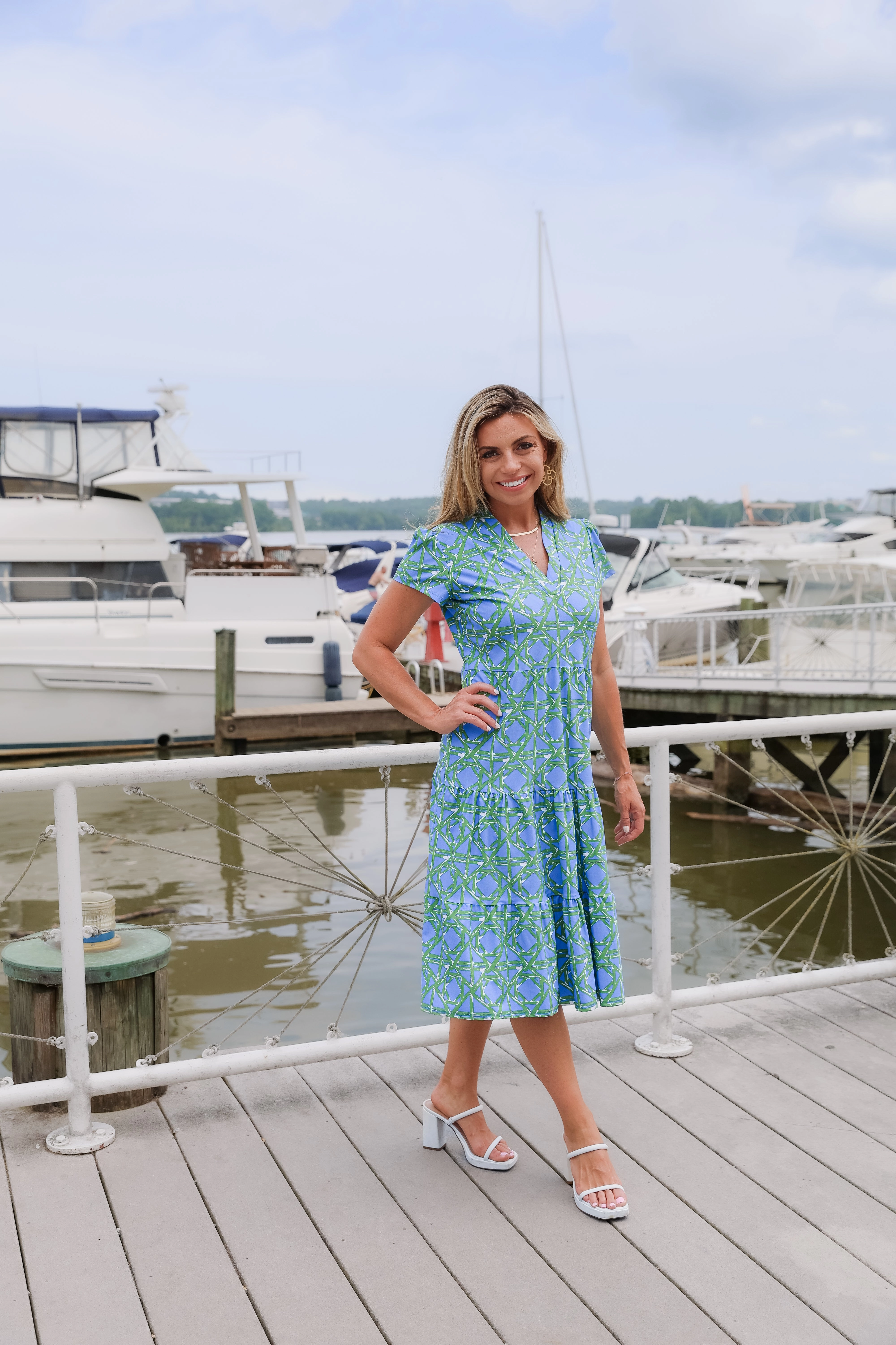 Jude Connally Libby Dress - Bamboo Rattan Cornflower