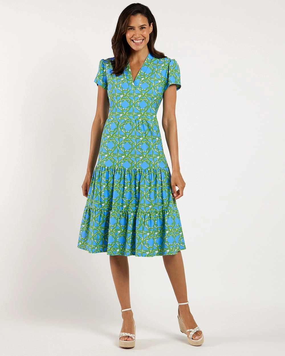 Jude Connally Libby Dress - Bamboo Rattan Cornflower