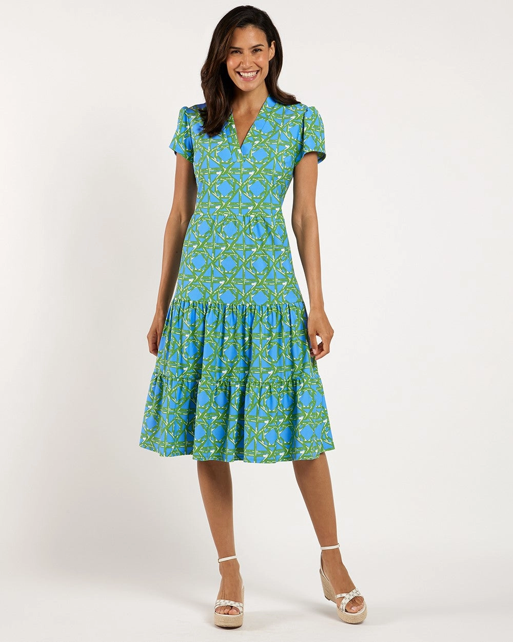 Jude Connally Libby Dress - Bamboo Rattan Cornflower