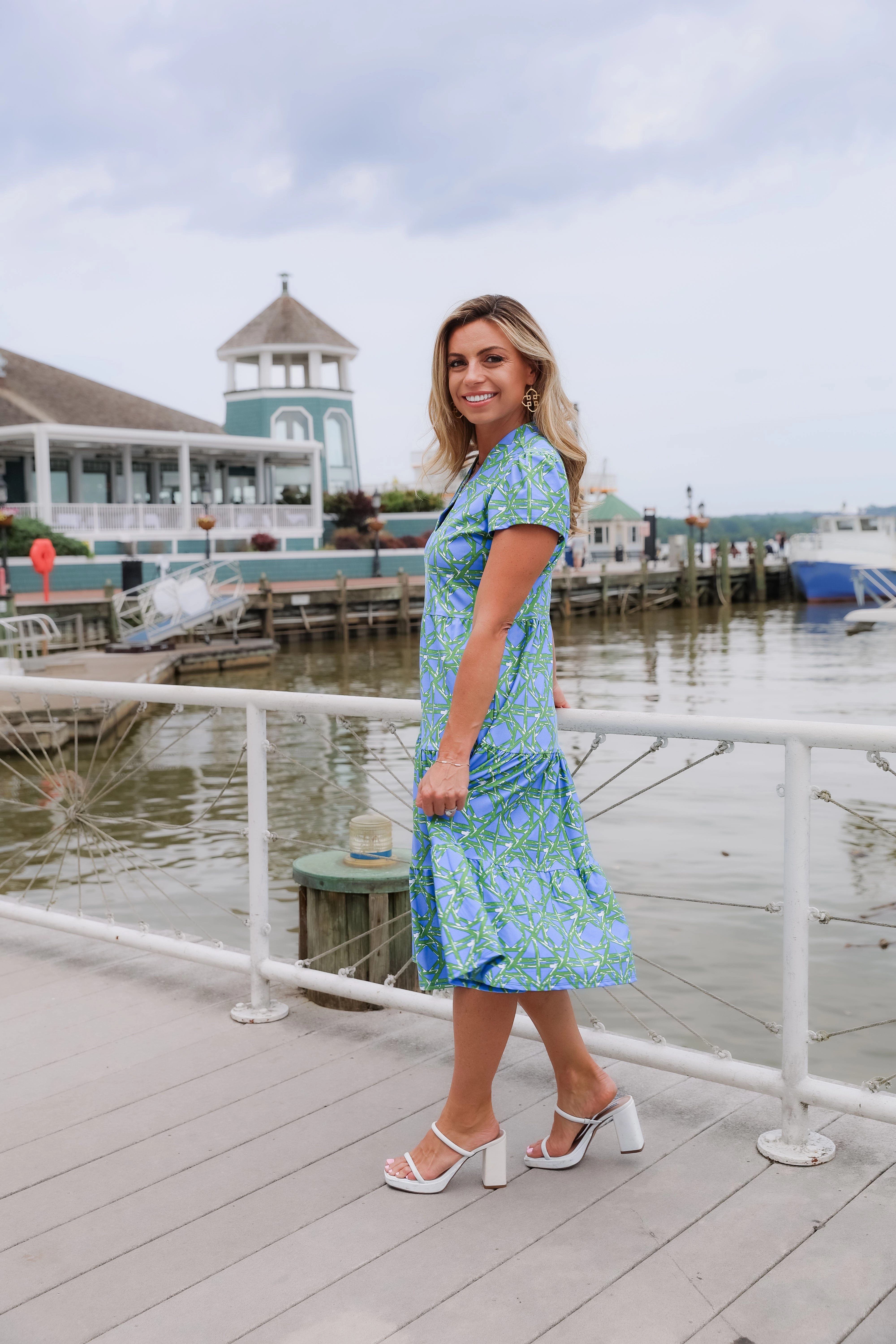 Jude Connally Libby Dress - Bamboo Rattan Cornflower