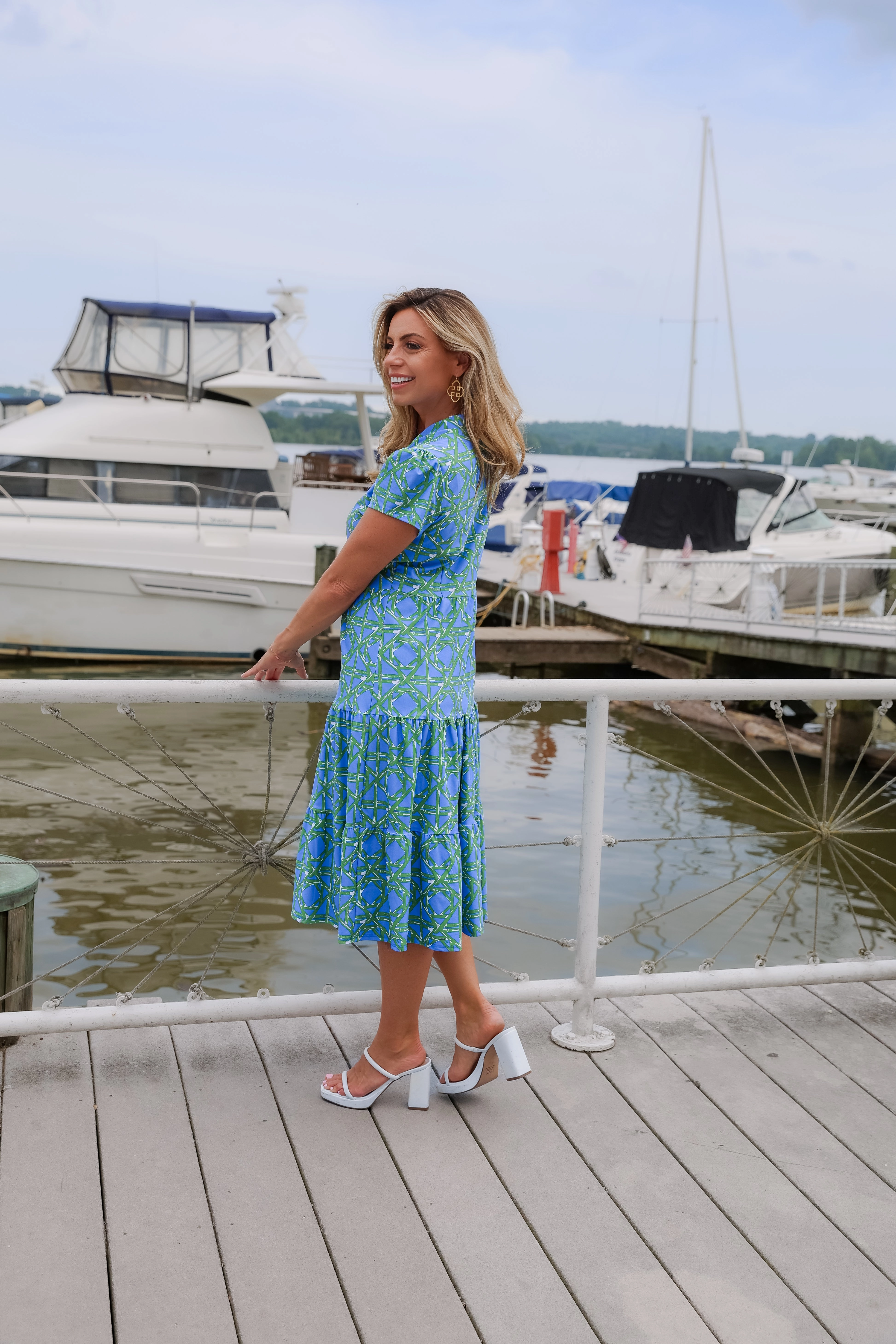 Jude Connally Libby Dress - Bamboo Rattan Cornflower