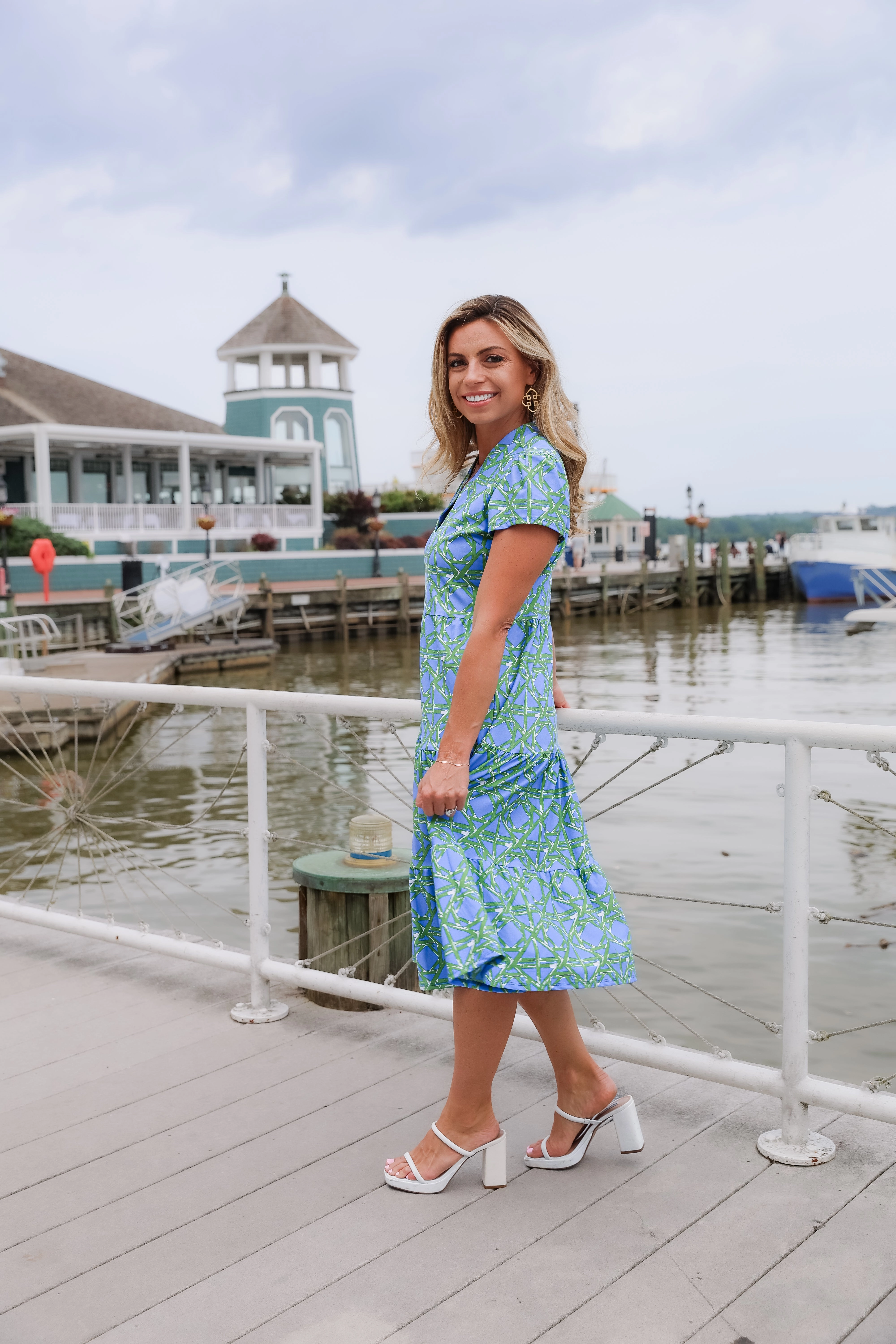 Jude Connally Libby Dress - Bamboo Rattan Cornflower