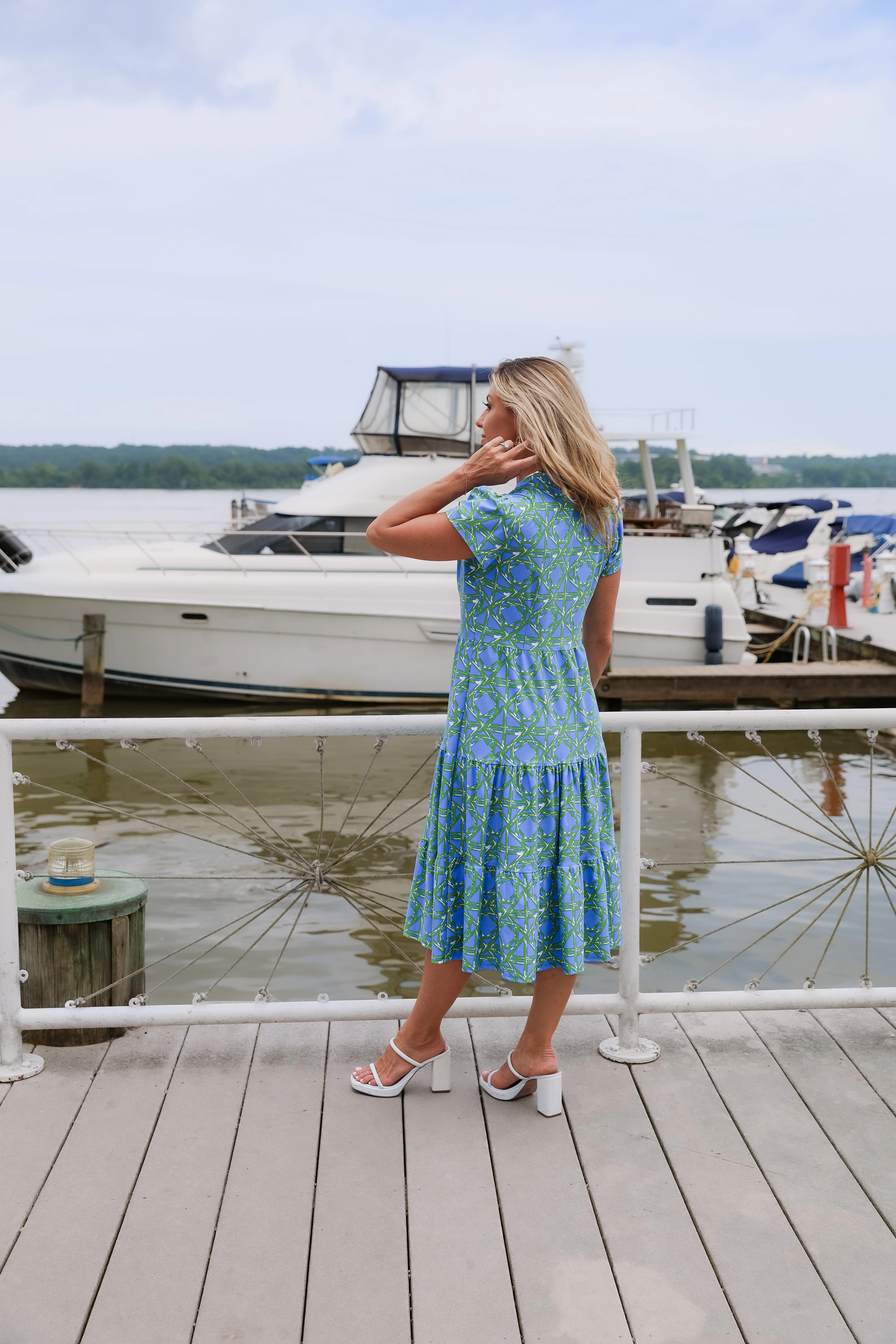 Jude Connally Libby Dress - Bamboo Rattan Cornflower