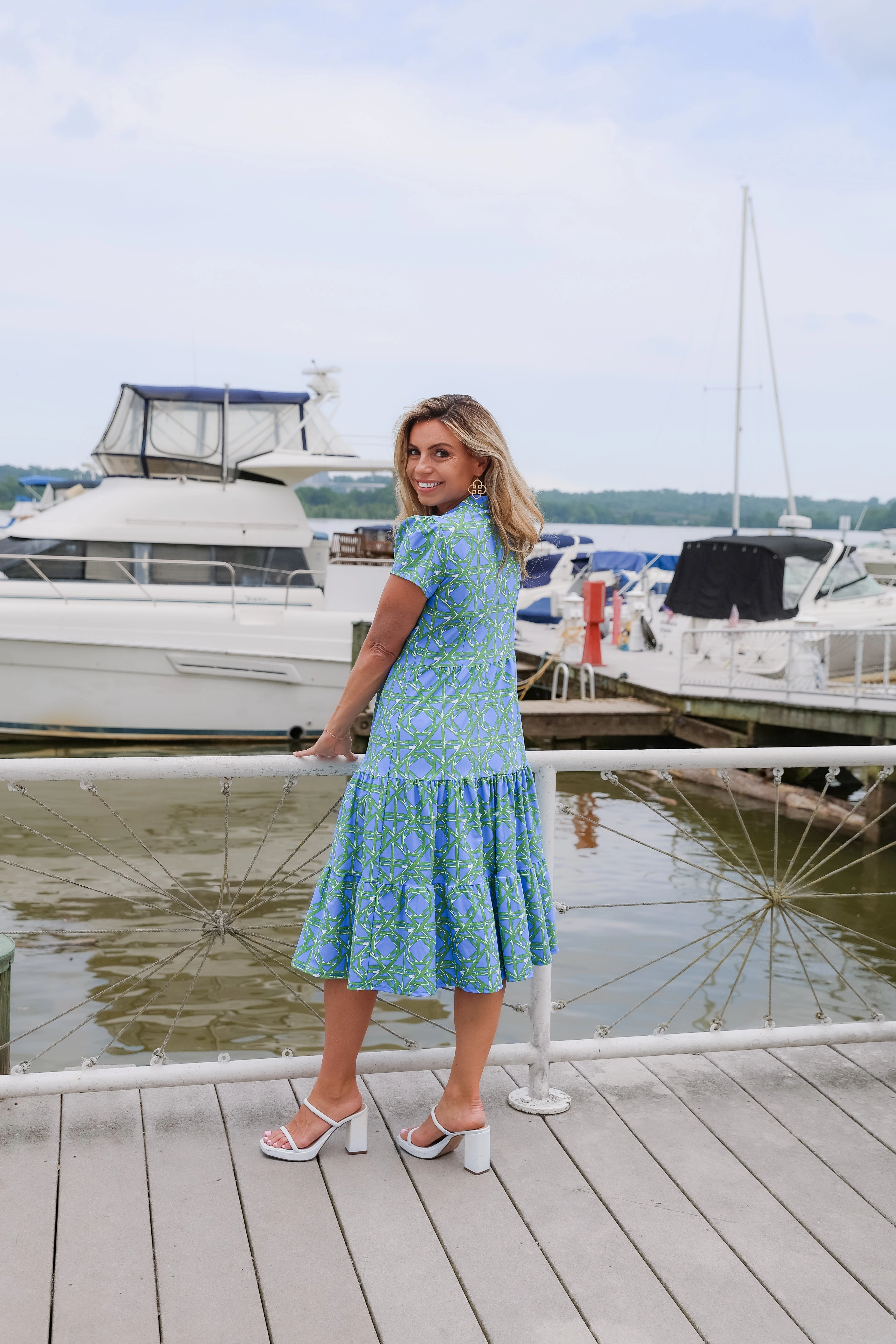 Jude Connally Libby Dress - Bamboo Rattan Cornflower