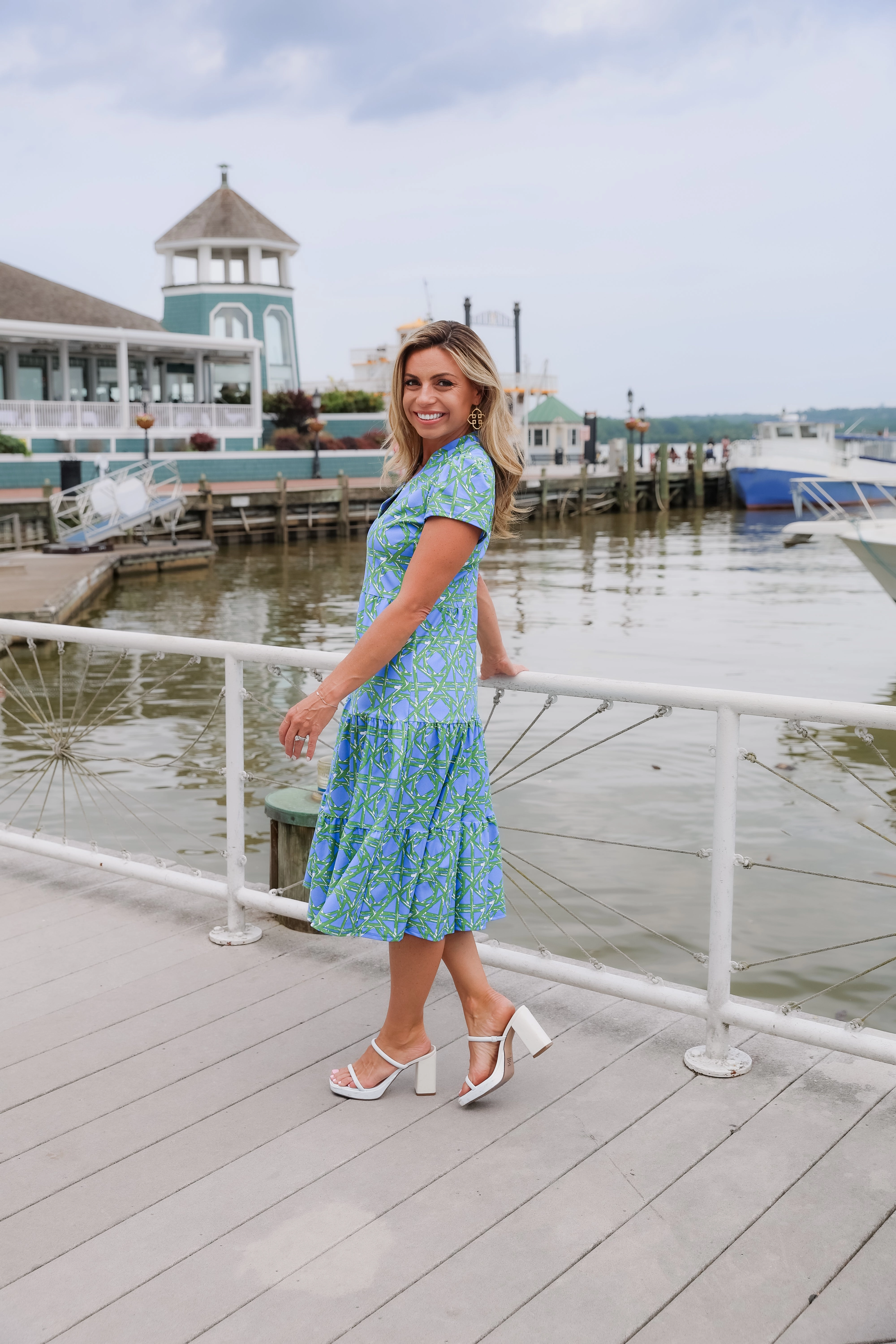 Jude Connally Libby Dress - Bamboo Rattan Cornflower