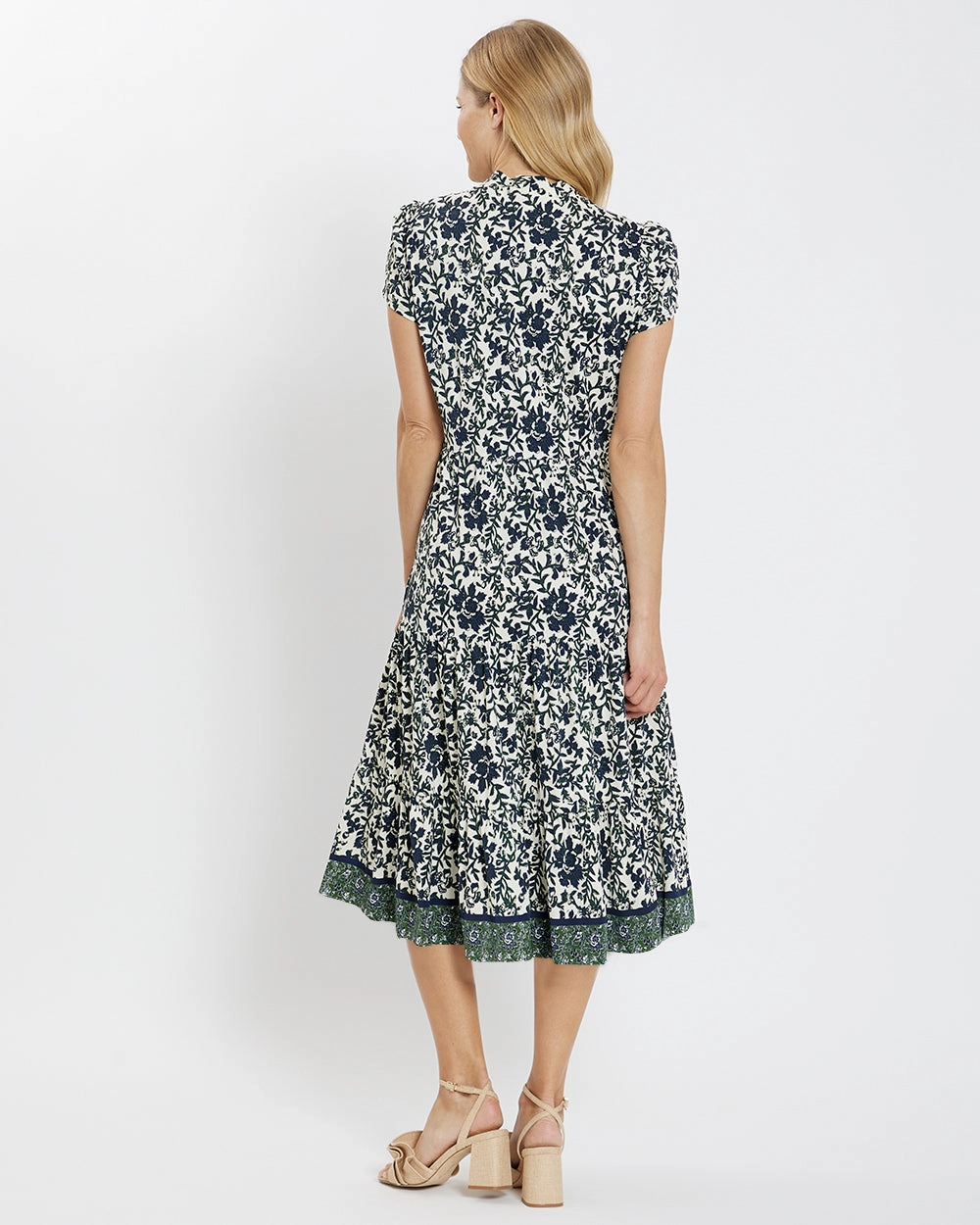 Jude Connally Libby Dress - Floral Border Cream Navy