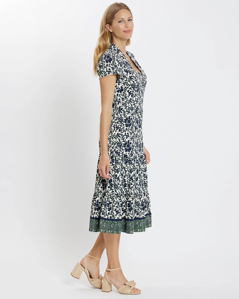 Jude Connally Libby Dress - Floral Border Cream Navy