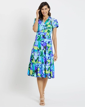 Jude Connally Libby Dress - Kaleidoscope Floral Iris womens gowns outlet