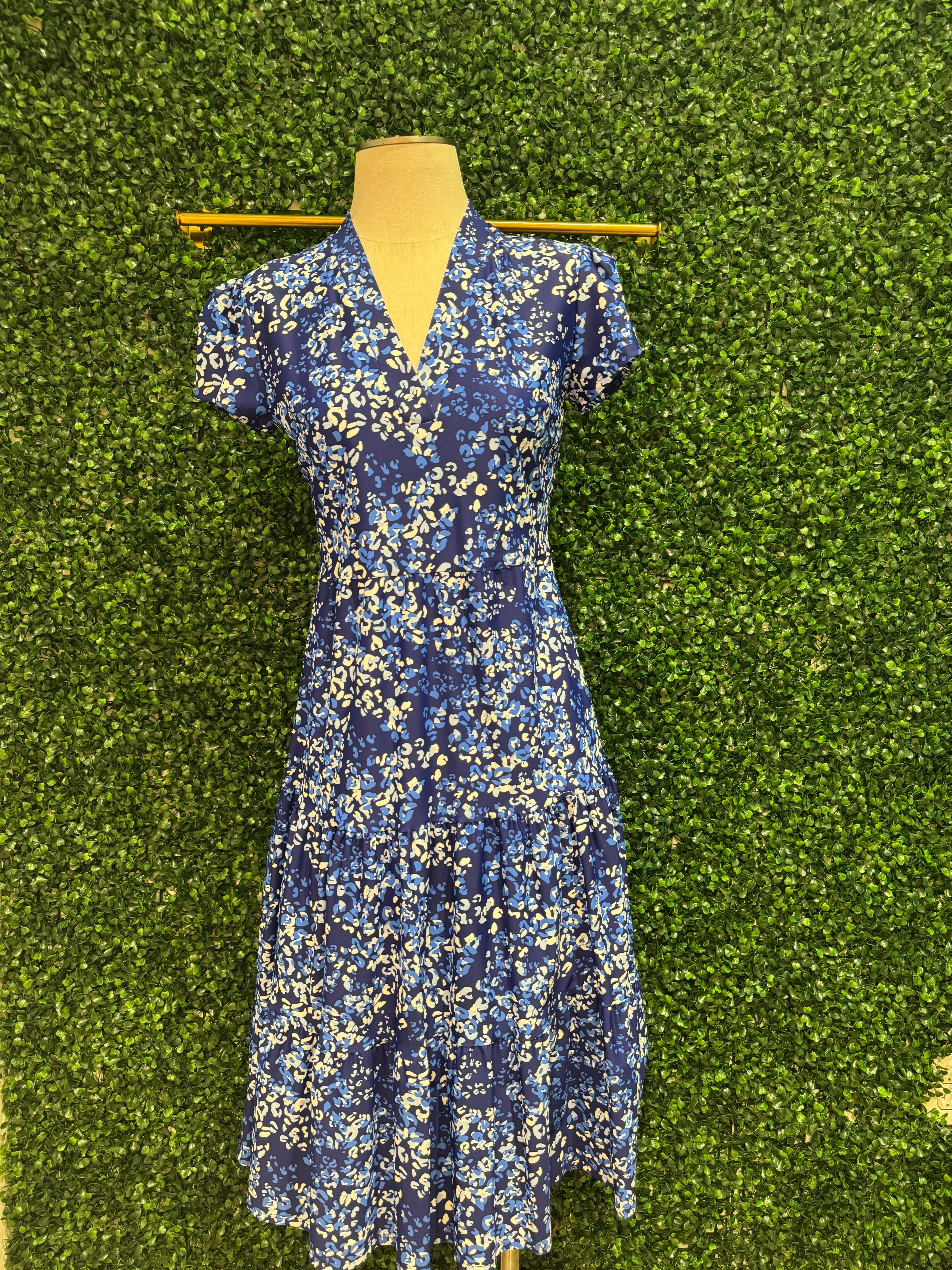 Jude Connally Libby Dress - Painterly Cheetah Beacon Blue summer dresses best deals