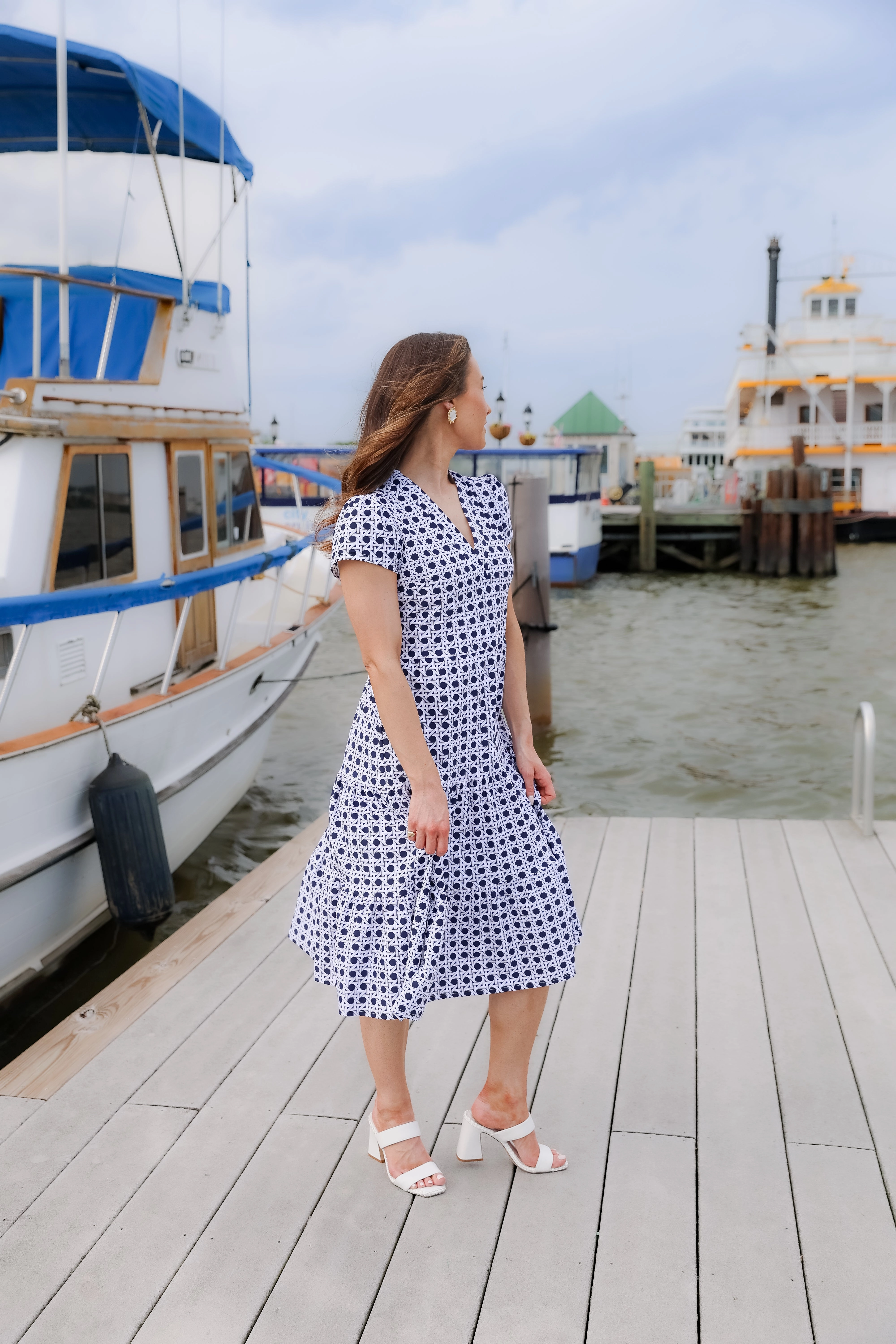 Jude Connally Libby Dress - Petite Rattan Navy