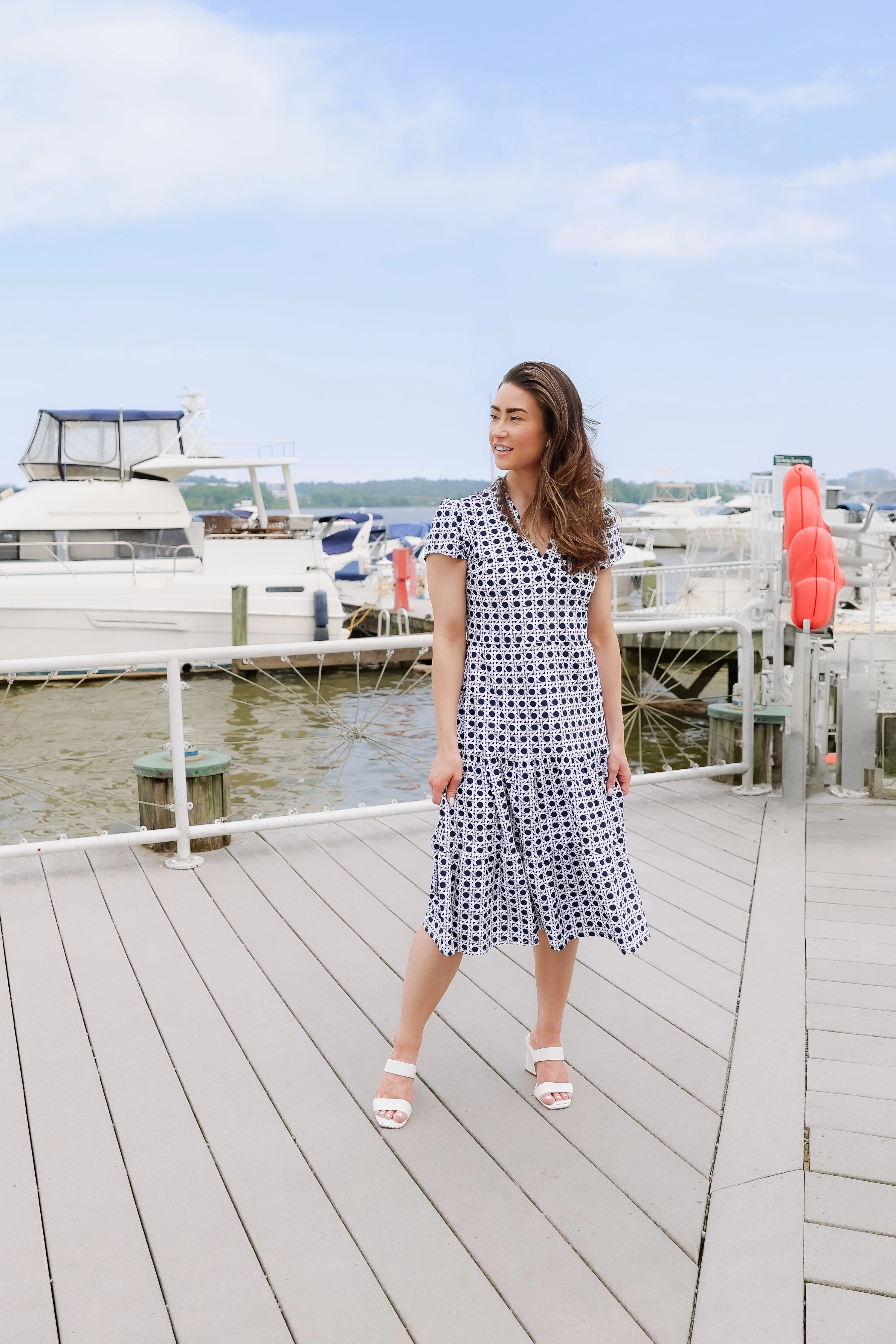 Jude Connally Libby Dress - Petite Rattan Navy