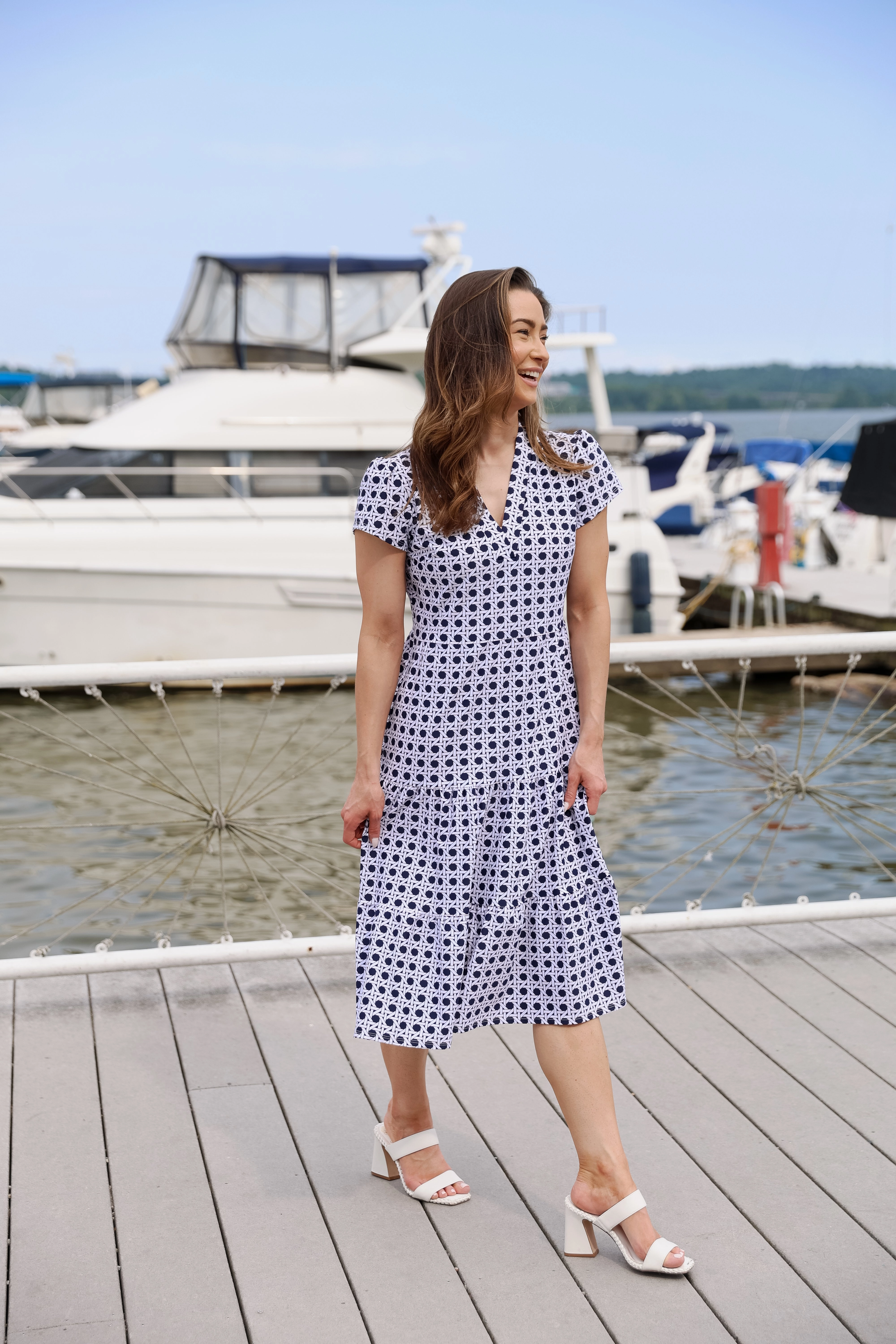 Jude Connally Libby Dress - Petite Rattan Navy