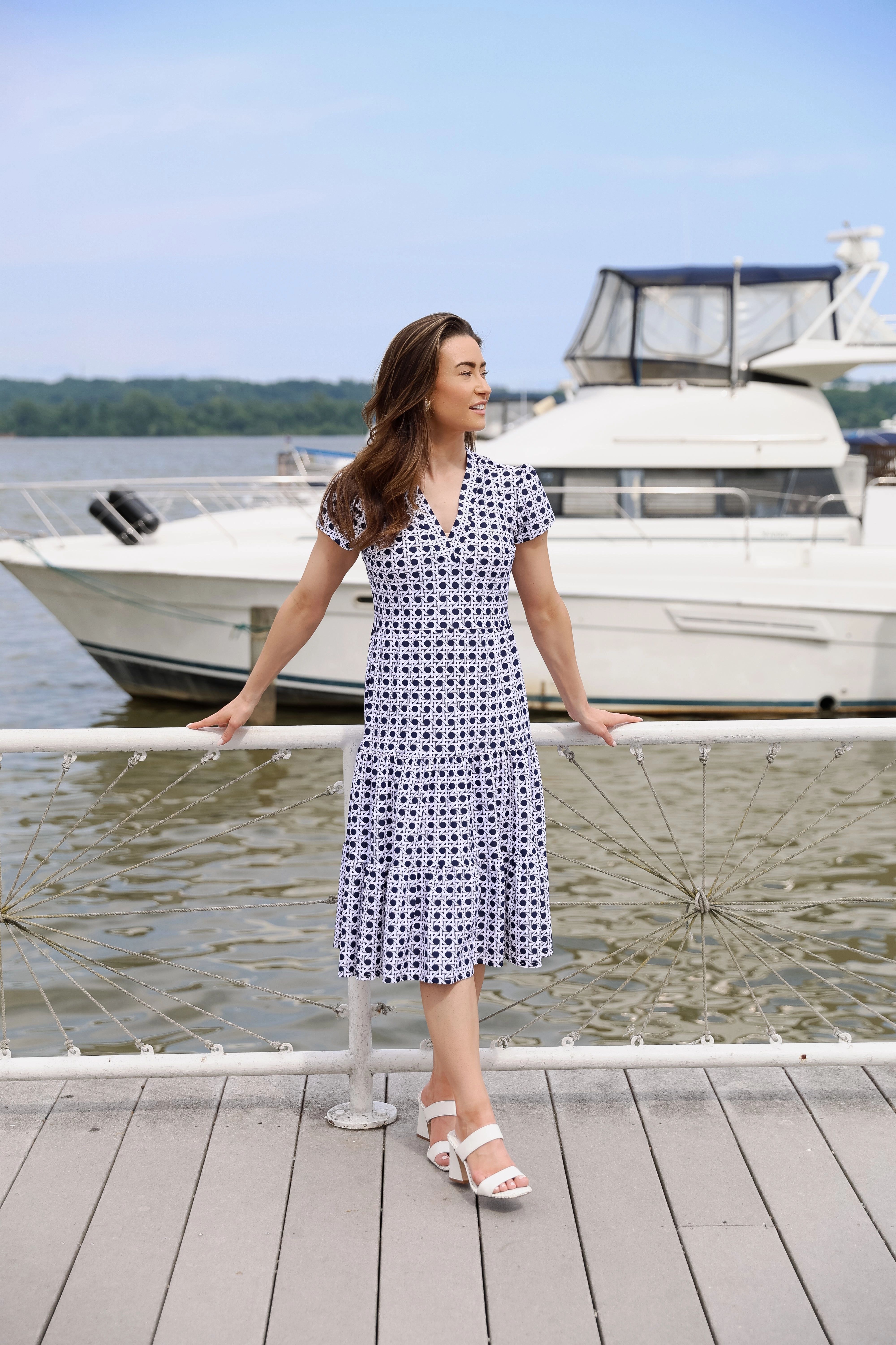 Jude Connally Libby Dress - Petite Rattan Navy