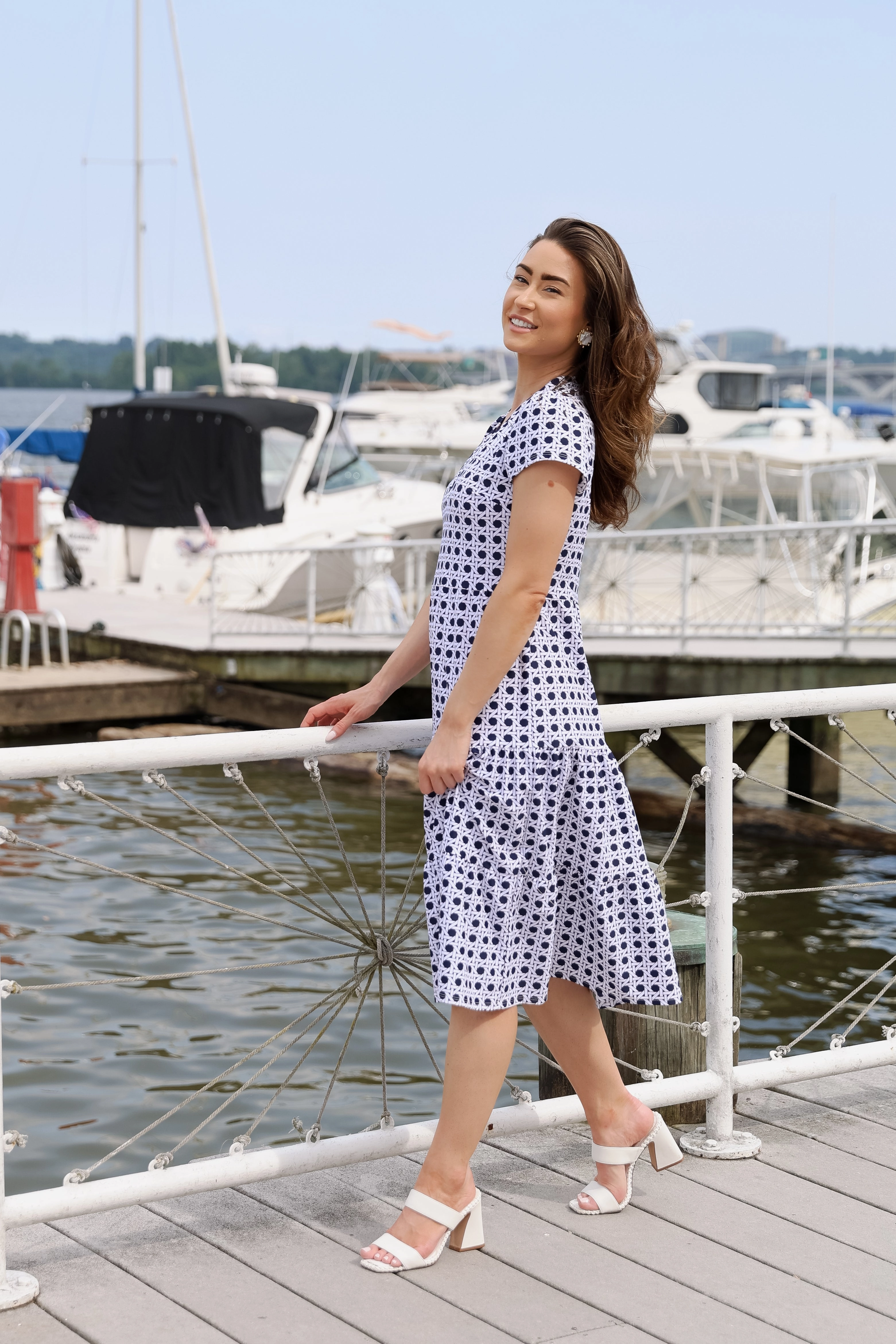 Jude Connally Libby Dress - Petite Rattan Navy