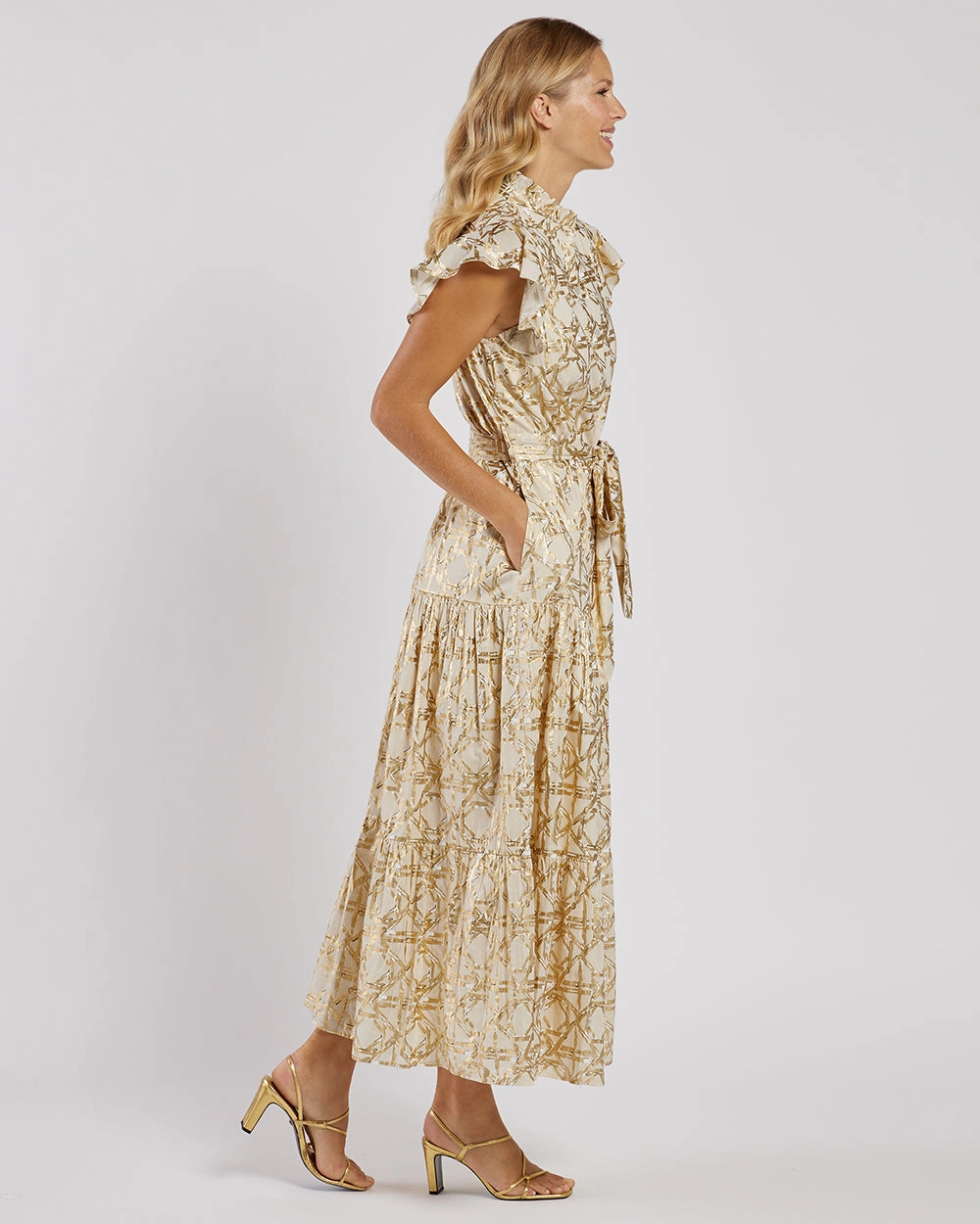 Jude Connally Mirabella Dress - Bamboo Rattan Sand Gold