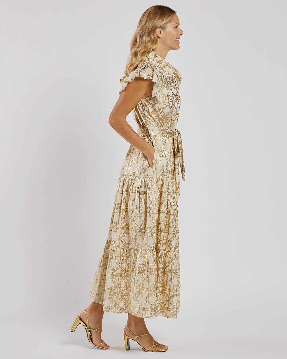 Jude Connally Mirabella Dress - Bamboo Rattan Sand Gold