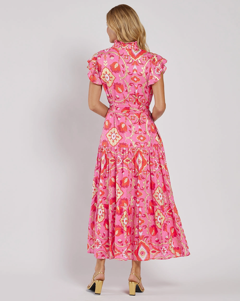 Jude Connally Mirabella Dress - Gilded Garden Peony Pink Gold