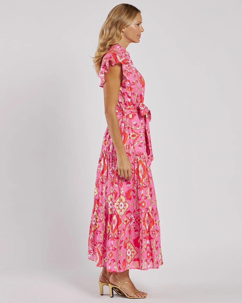 Jude Connally Mirabella Dress - Gilded Garden Peony Pink Gold
