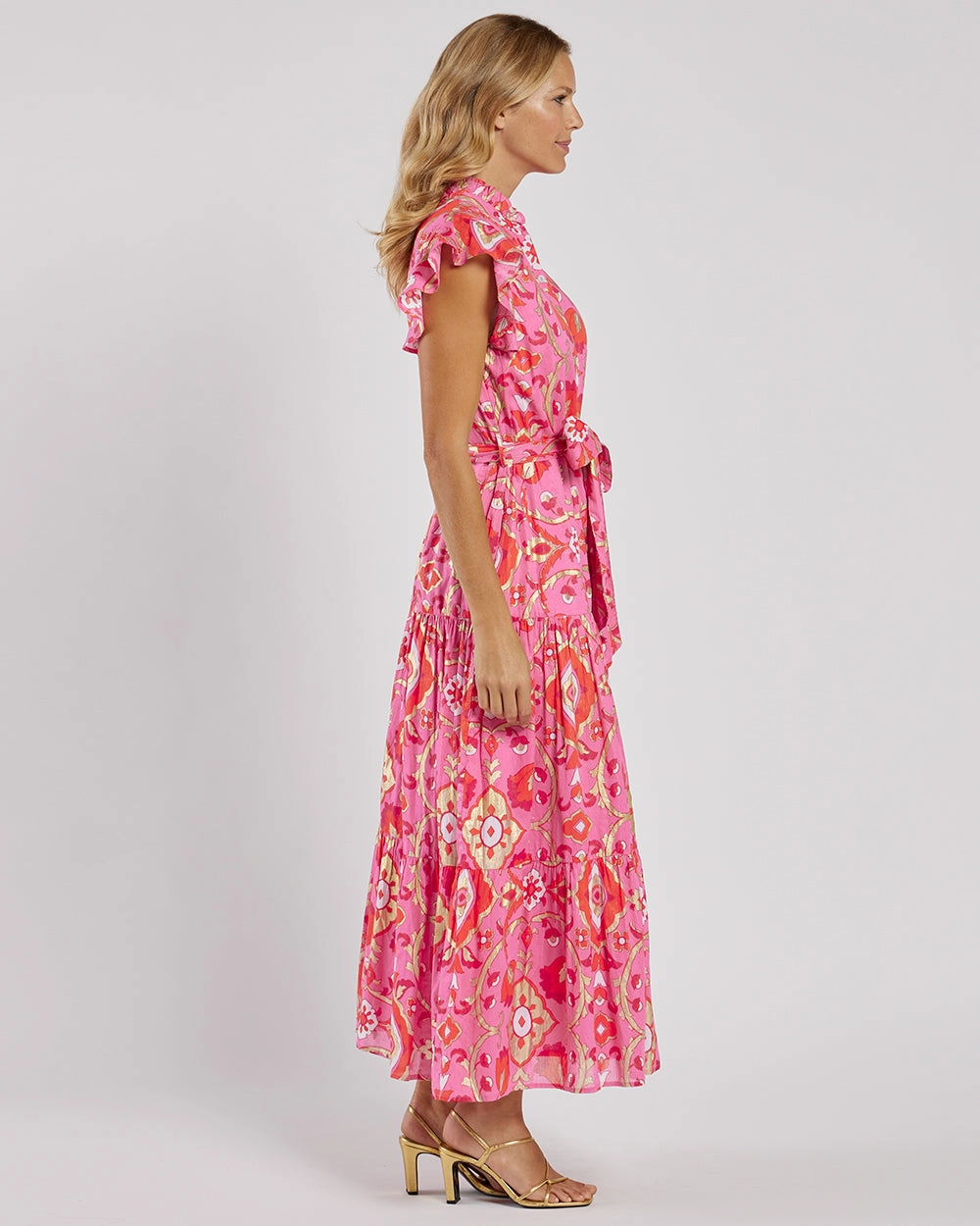 Jude Connally Mirabella Dress - Gilded Garden Peony Pink Gold