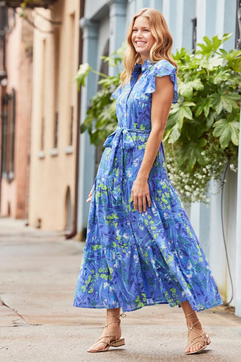 Jude Connally Mirabella Midi Dress - Painted Flower Field Iris maxi dresses clearance