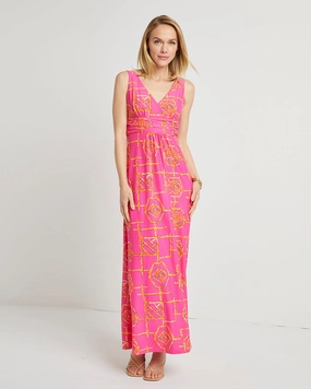 Jude Connally Penelope Dress - Bamboo Lattice Pink/Apricot maxi dresses clearance