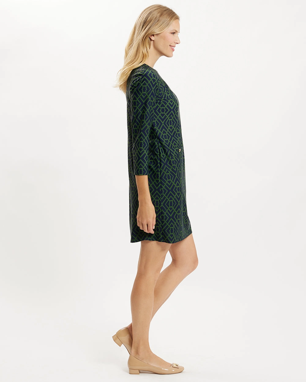 Jude Connally Sabine Dress - Garden Lattice Navy/Loden