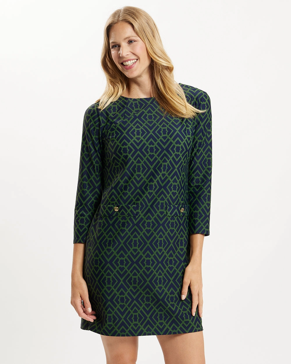 Jude Connally Sabine Dress - Garden Lattice Navy/Loden maxi dresses clearance