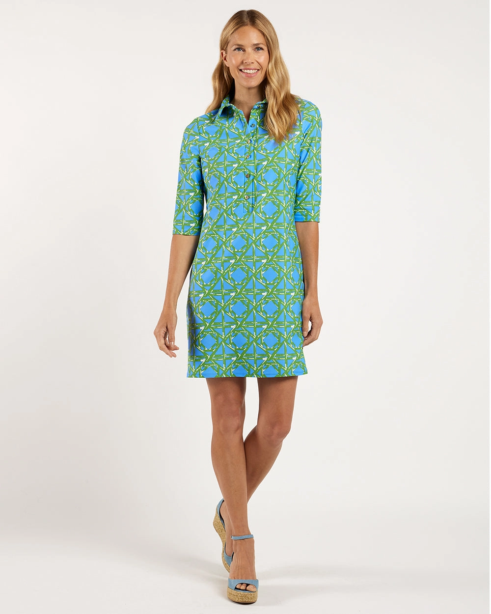 Jude Connally Susanna Dress - Bamboo Rattan Cornflower