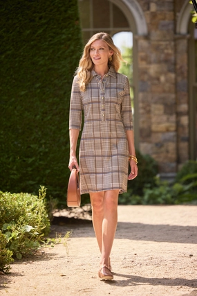 Jude Connally Susanna Dress - Glen Plaid Chocolate Cream maxi dresses clearance