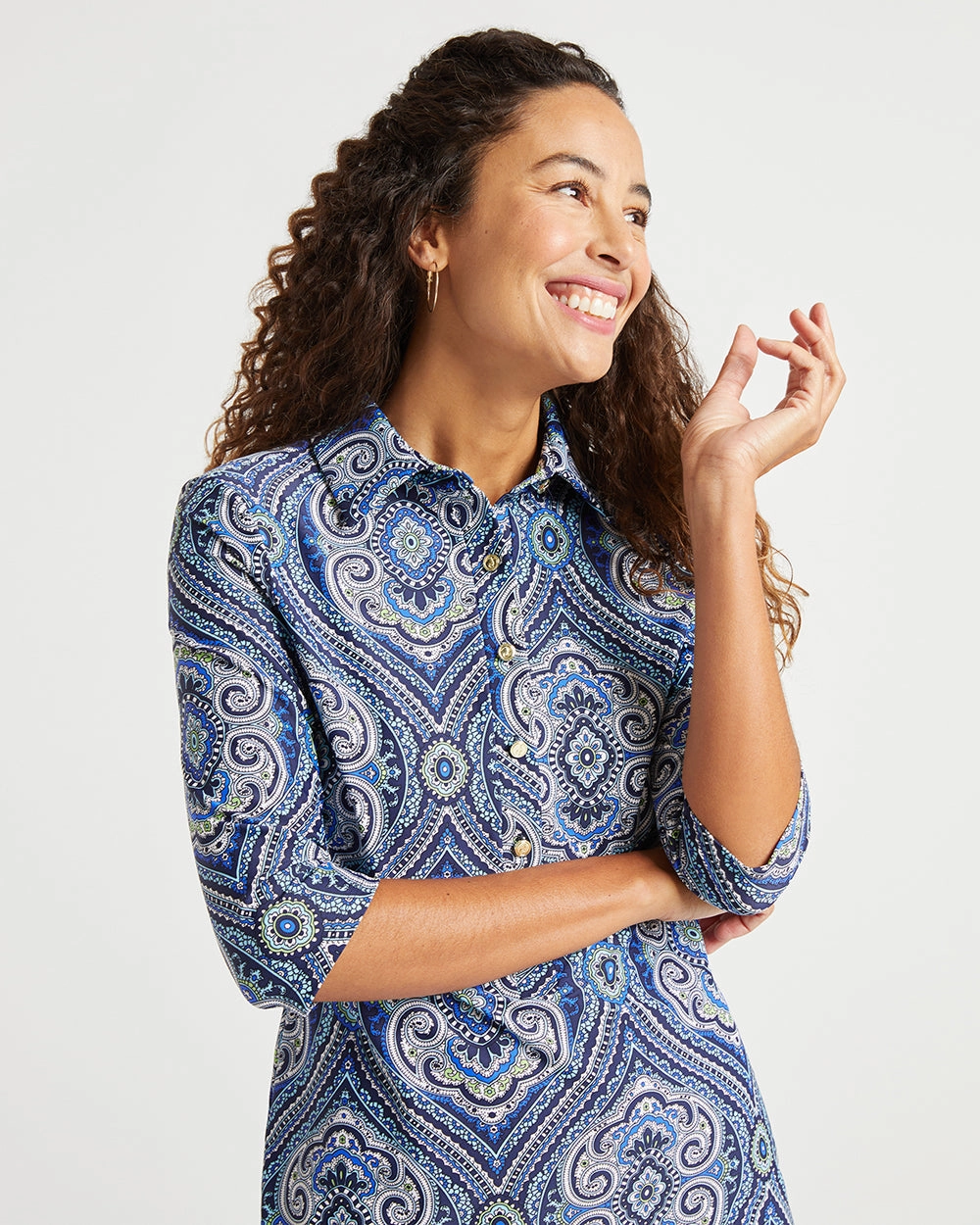 Jude Connally Susanna Dress - Paisley Medallion Sky