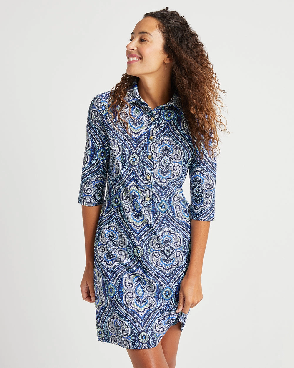 Jude Connally Susanna Dress - Paisley Medallion Sky