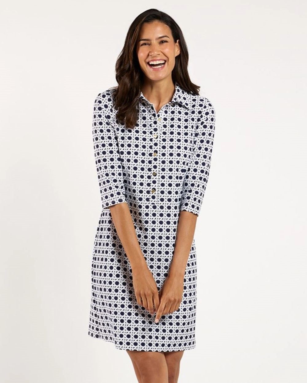 Jude Connally Susanna Dress - Petite Rattan Navy
