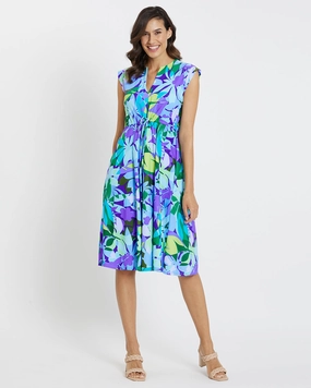 Jude Connally Tess Midi Dress - Kaleidoscope Floral Iris womens gowns outlet