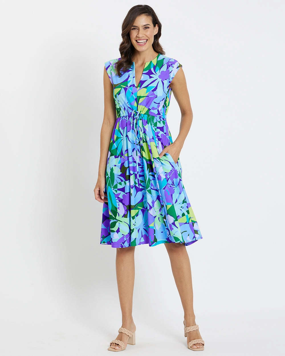 Jude Connally Tess Midi Dress - Kaleidoscope Floral Iris