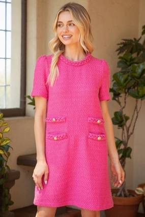 Kennedy Tweed Dress in Pink maxi dresses clearance