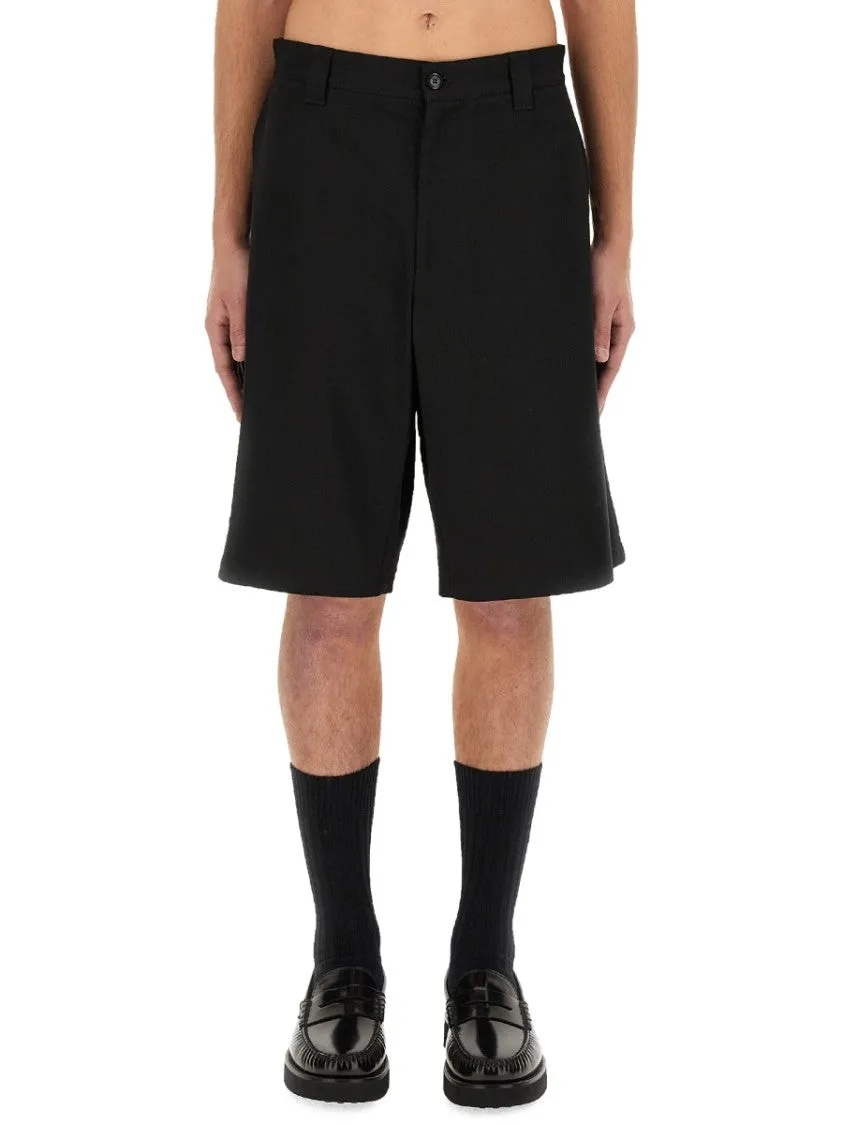 Knee-Length Black Bermuda Shorts
