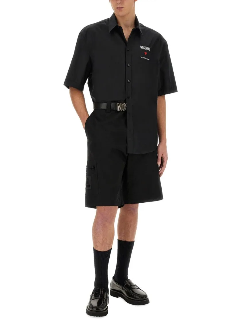 Knee-Length Black Bermuda Shorts