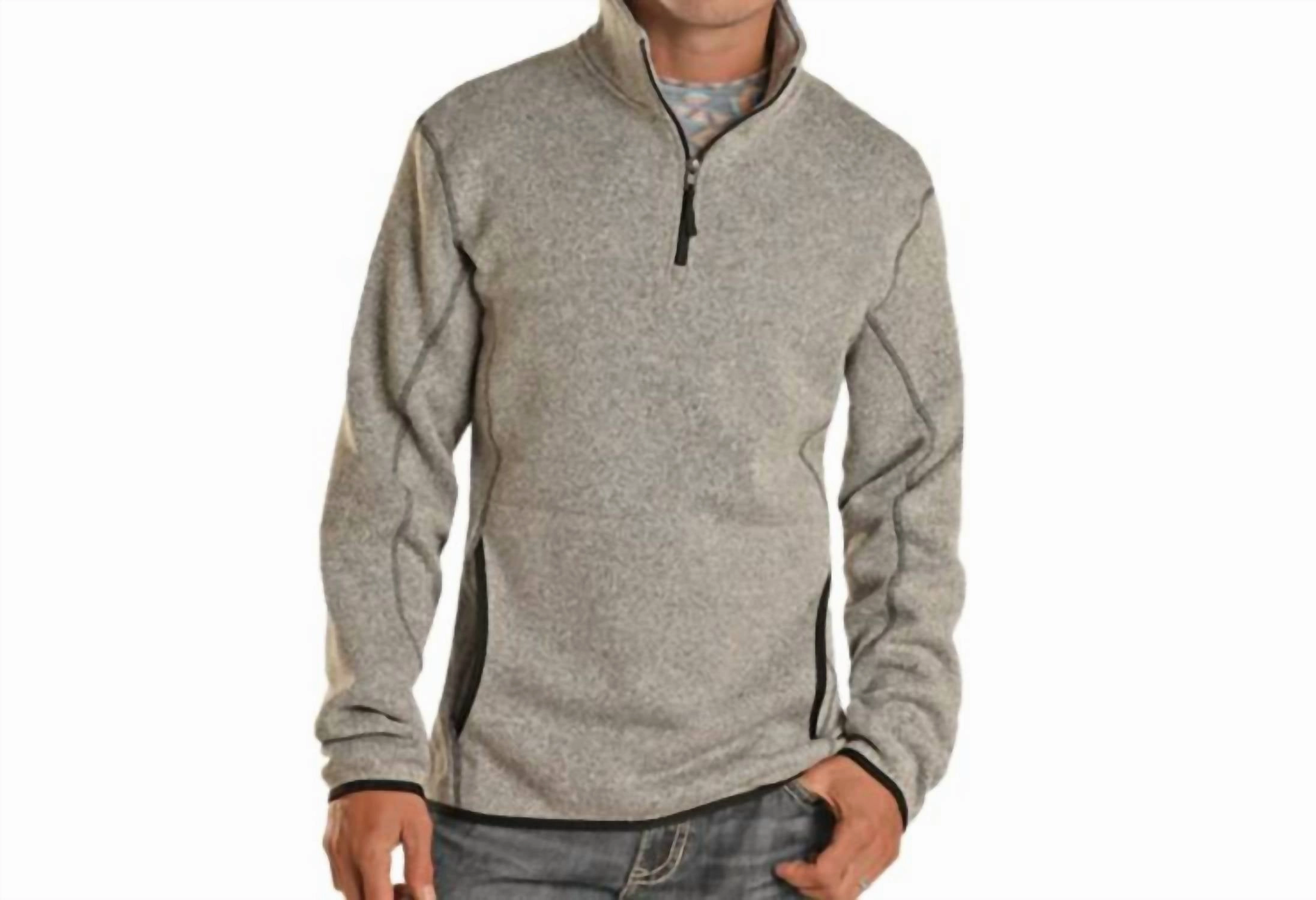 Knit Melange 1/4 Zip Pullover In Grey knit sweaters cheap