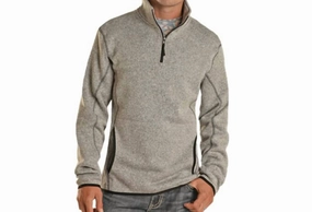 Knit Melange 1/4 Zip Pullover In Grey knit sweaters cheap