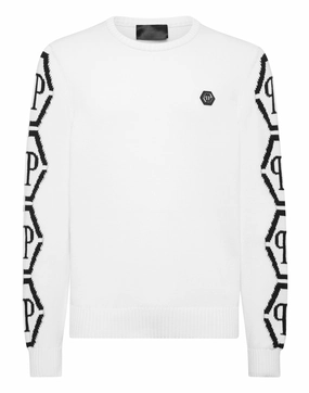 Knit Roundneck Hexagon chunky knit discount