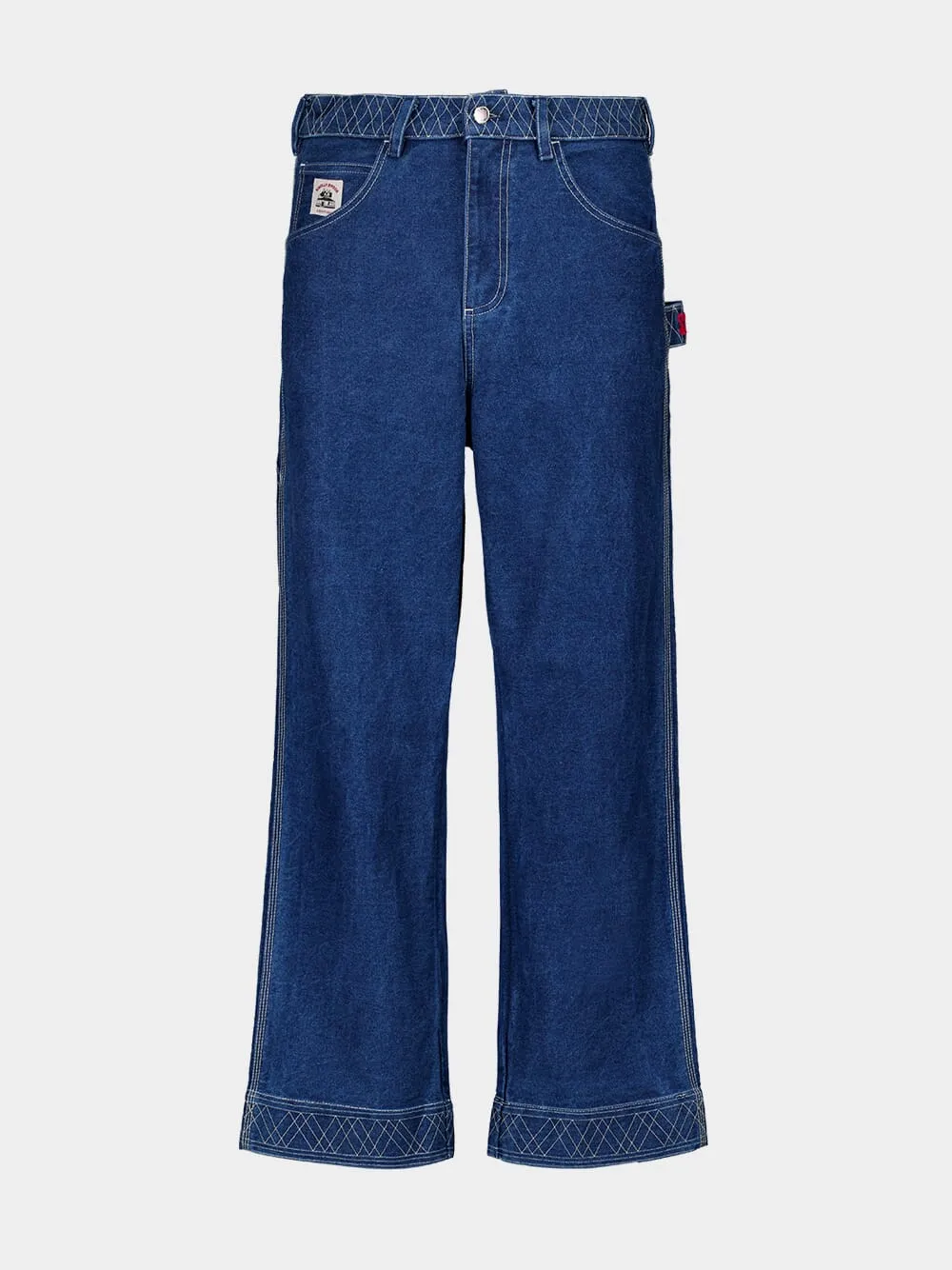 Knolly Brook Embroided Blue Indigo Denim Trousers Bottoms Mens - cheap mens shorts online