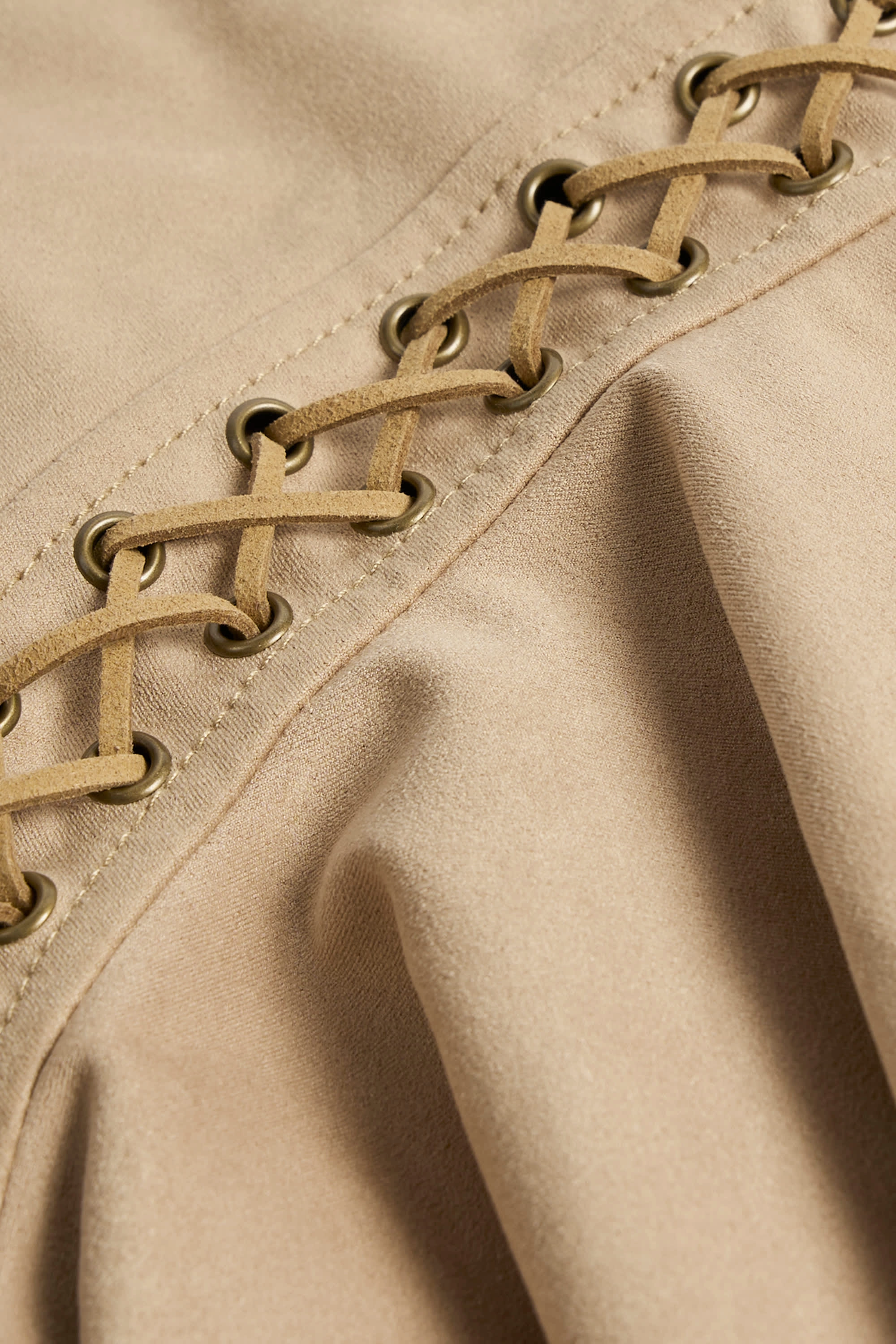 Lace-Up Tiered Corset Mini Dress in Tan