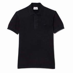Lacoste Original L.12.12 Washed Effect Cotton Polo Shirt Black mens t-shirts outlet