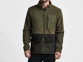 Landfall Fleece Zip Jacket In Military Sashiko turtleneck sweaters sale