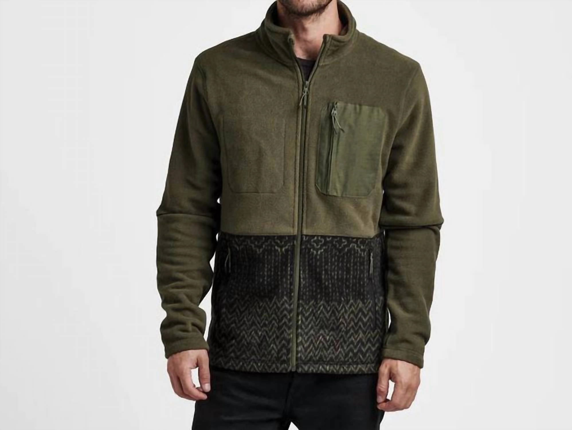 Landfall Fleece Zip Jacket In Military Sashiko turtleneck sweaters sale