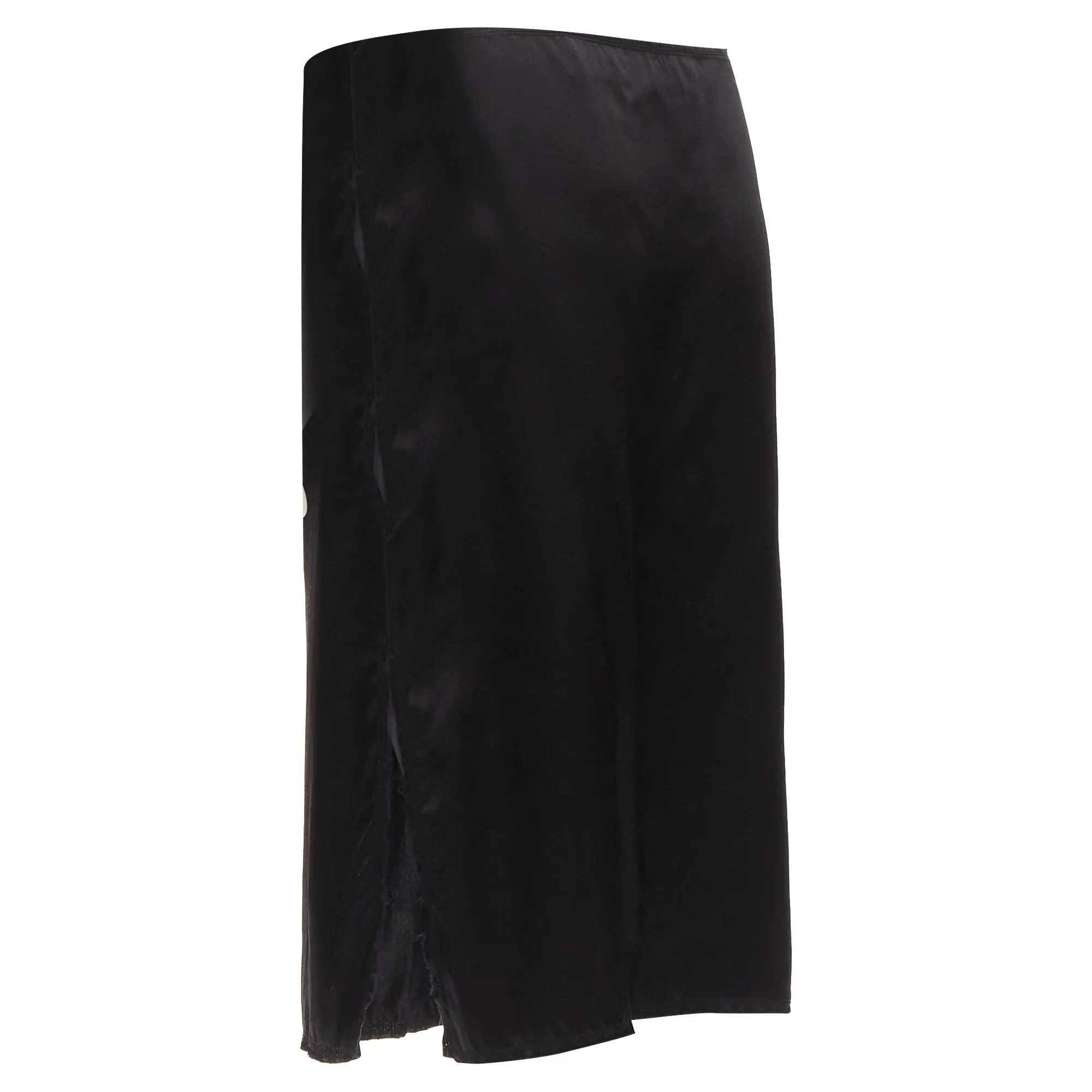 Lanvin silk raw edge fabric button low waist midi skirt
