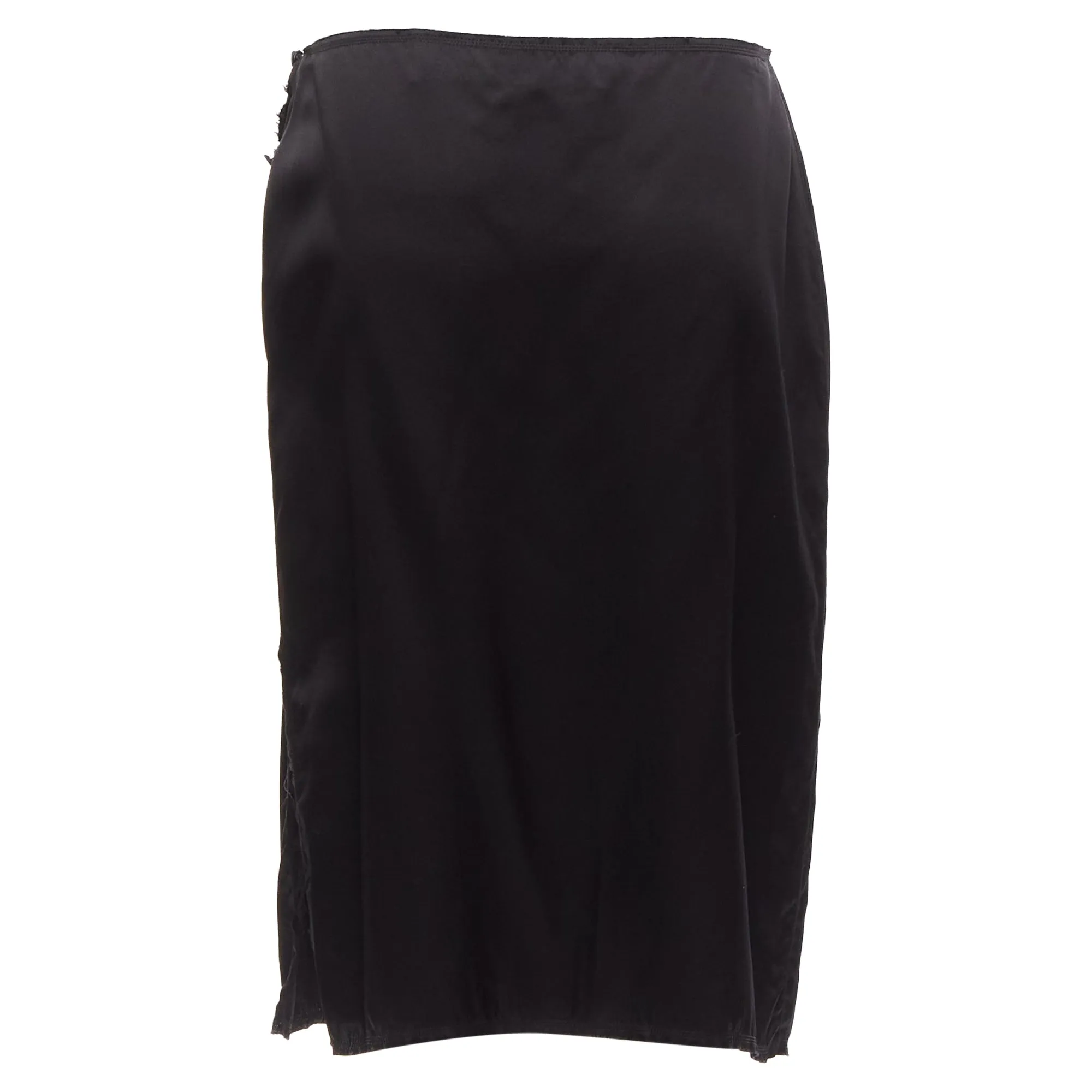 Lanvin silk raw edge fabric button low waist midi skirt