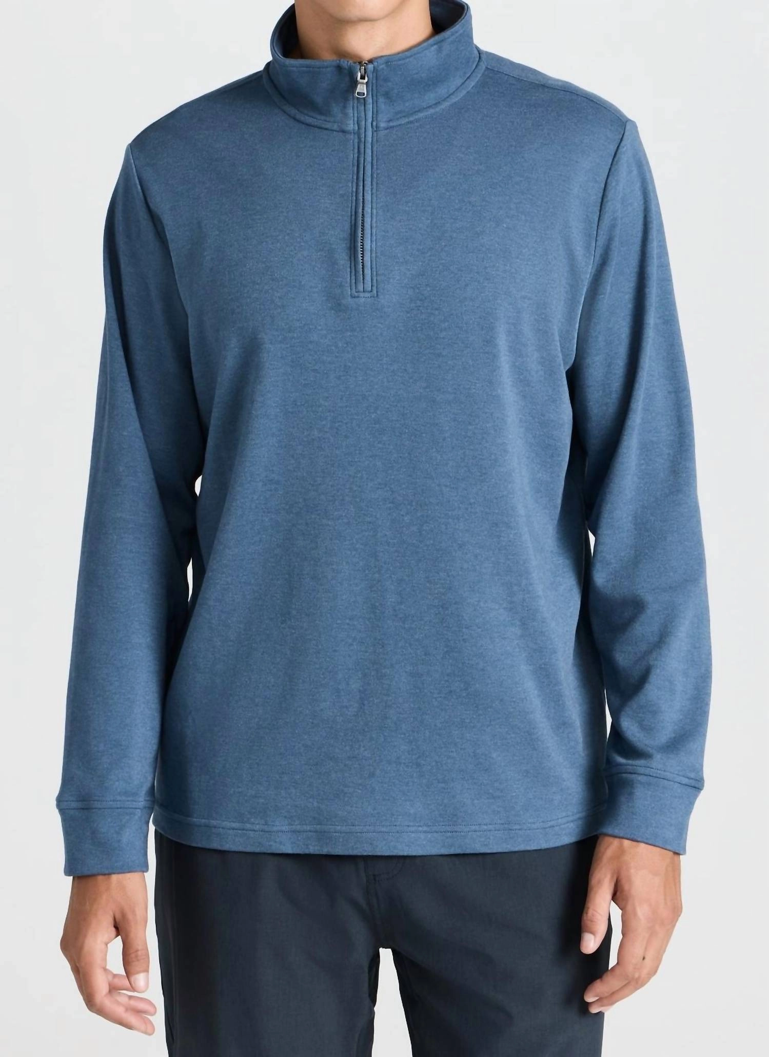 Larchmont Quarter Zip Sweater In Navy turtleneck sweaters sale