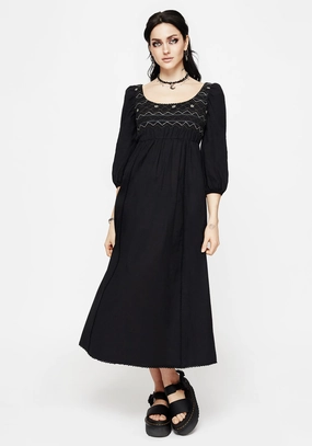 Larissa Hand Embroidered Smocked Midaxi Dress Dresses Womens - wedding guest outfits
