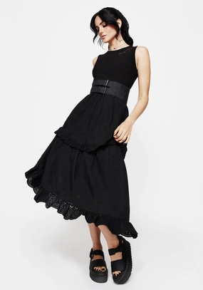 Laveau Embroidered Broderie Midi Dress Dresses Womens - summer dresses discount
